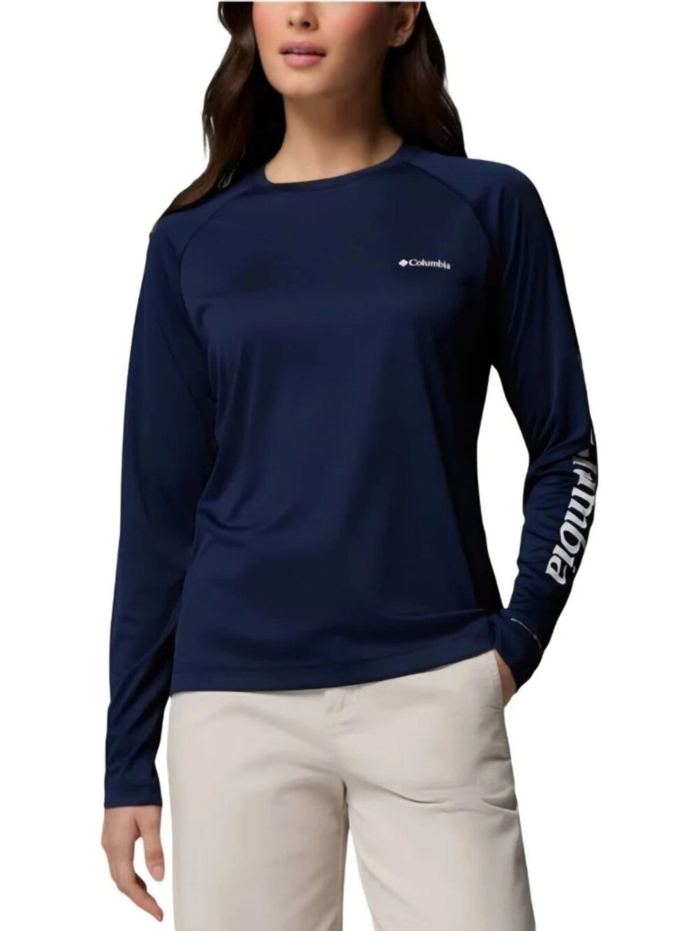 Columbia Omni-Shade Long Sleeve Shirt Regular Fit Collegiate Navy Size M